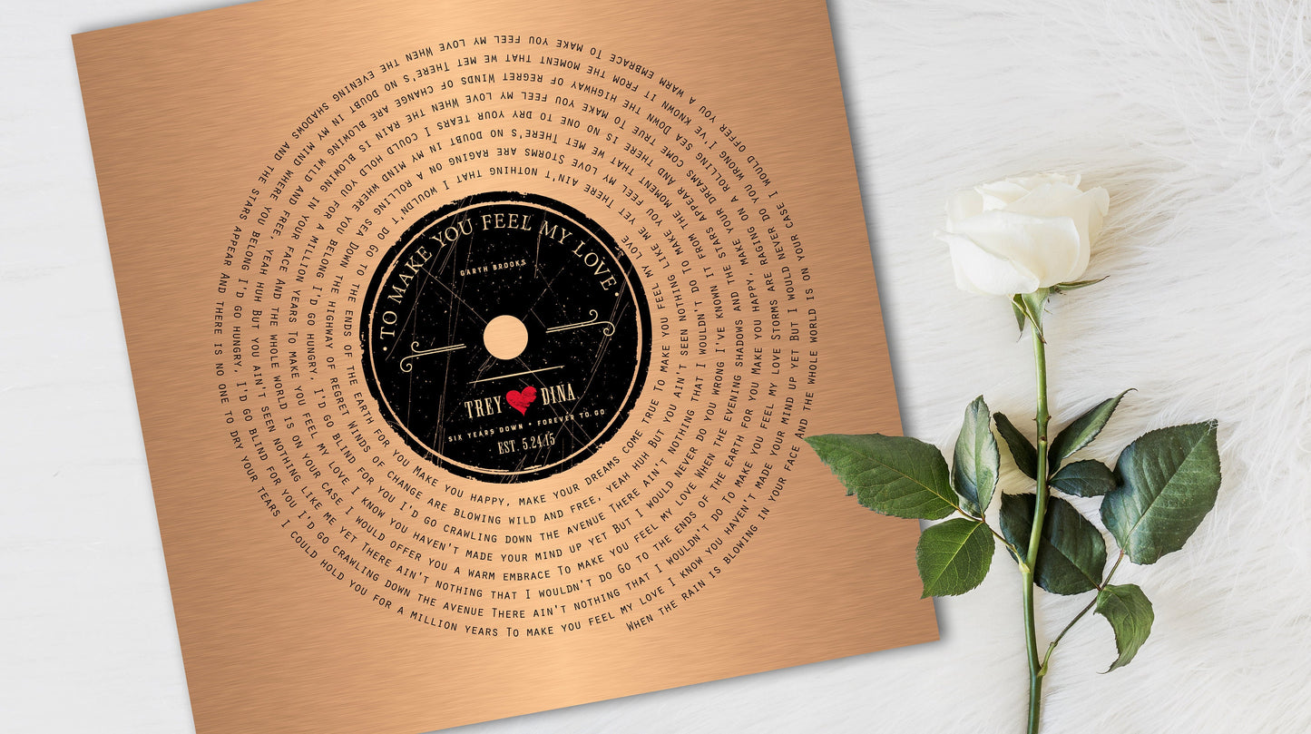 Seven Years Down LP Record Art - HoneycombProverbs - Wall Decor - Copper Anniversary Gifts
