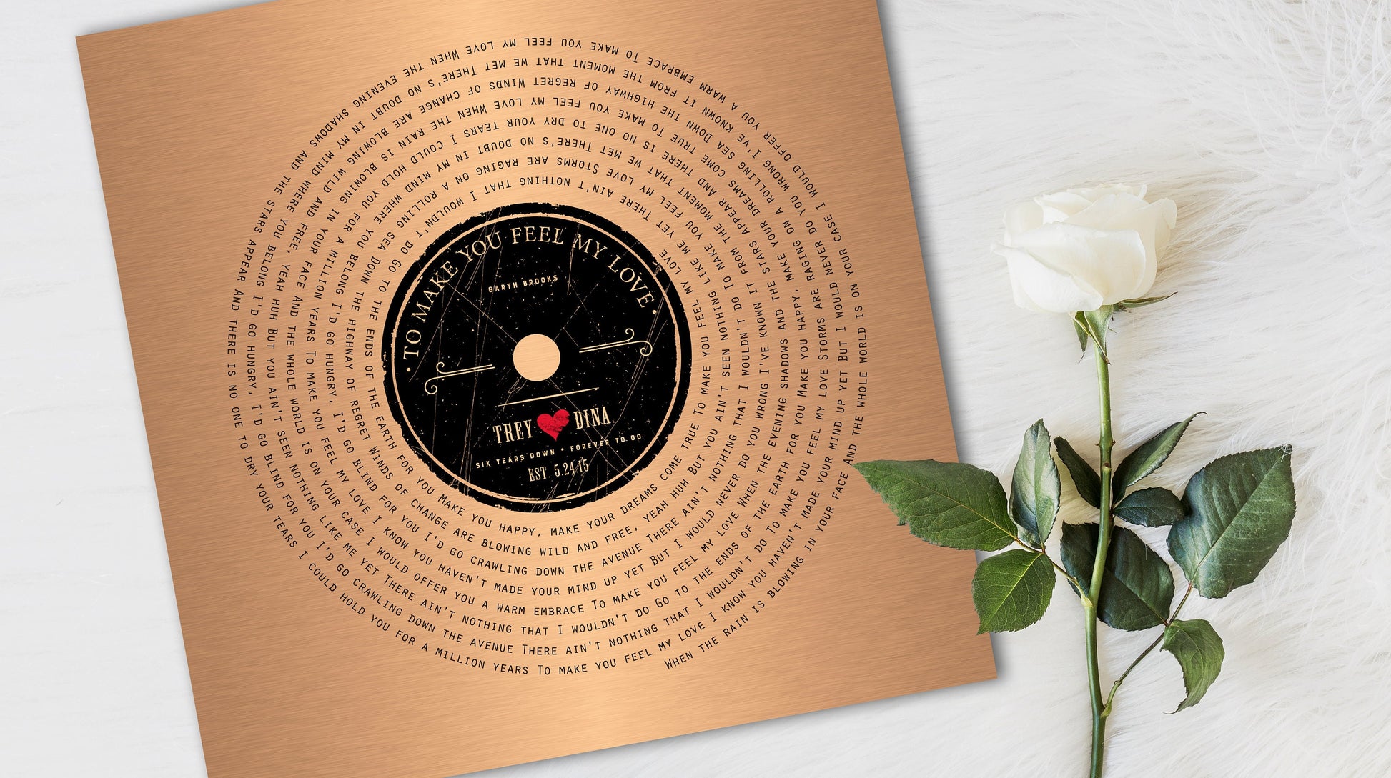 Seven Years Down LP Record Art - HoneycombProverbs - Wall Decor - Copper Anniversary Gifts