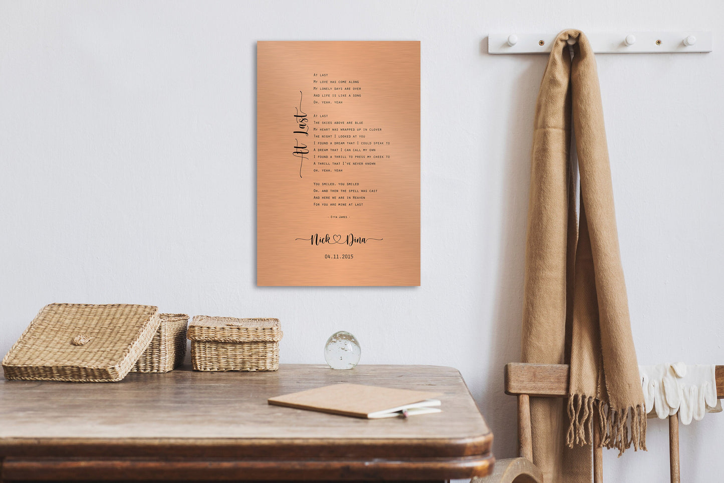 Couple's Copper Song Lyric Art - HoneycombProverbs - Signs - Copper Anniversary Gifts