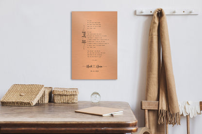 Couple's Copper Song Lyric Art - HoneycombProverbs - Signs - Copper Anniversary Gifts