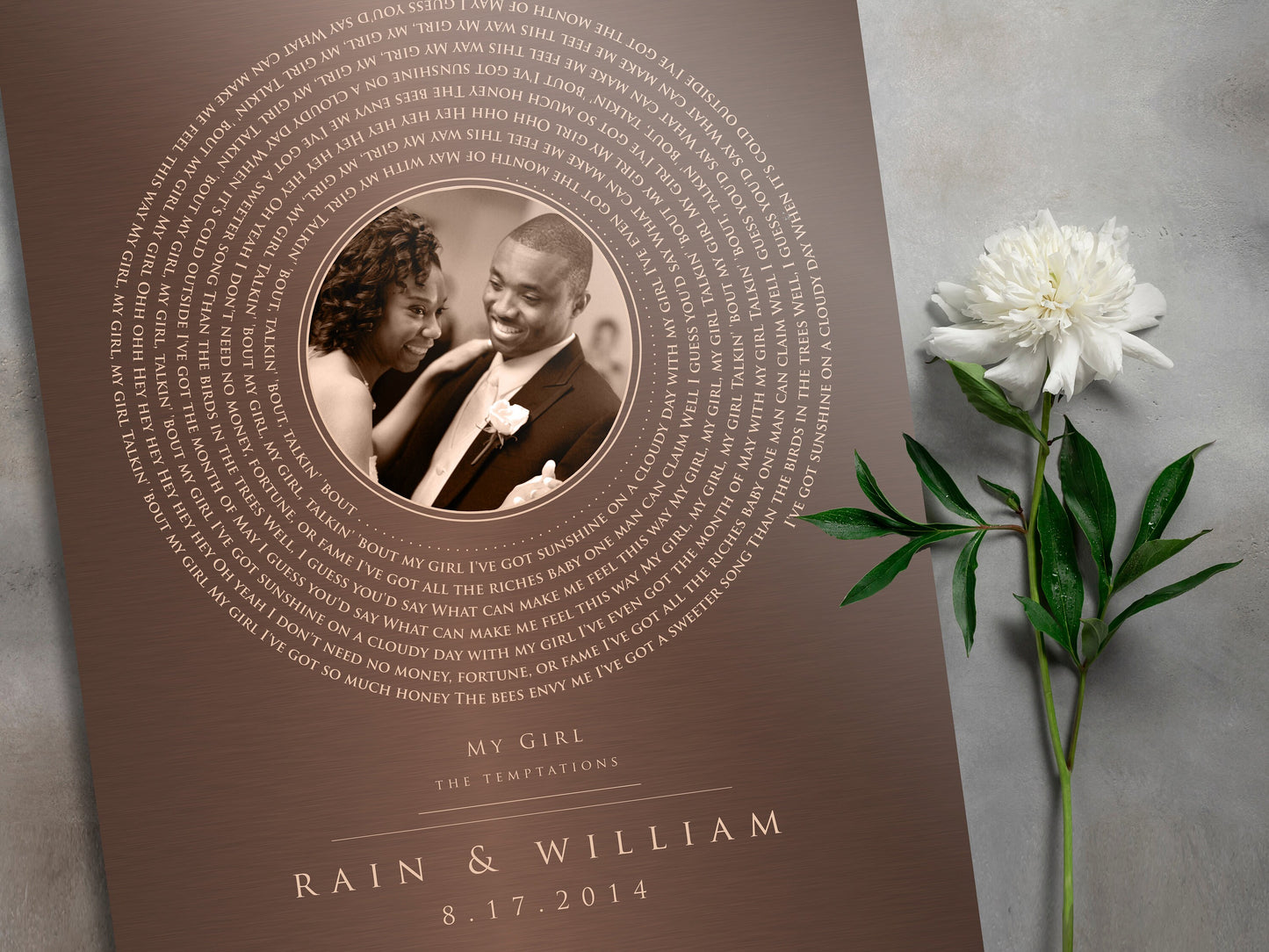 Bronze Photo and Song Vinyl Record Art - HoneycombProverbs - Signs - Bronze Anniversary Gifts