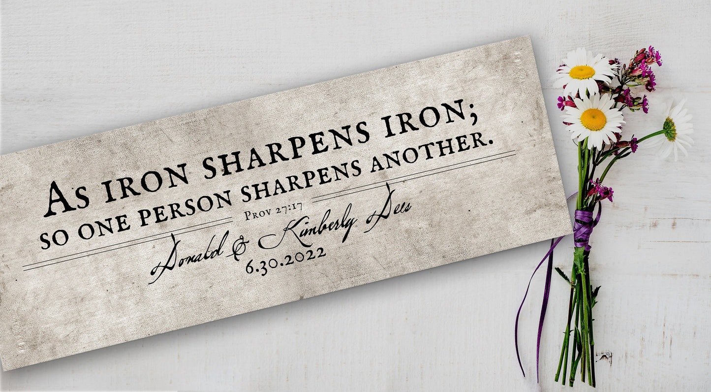 Iron sharpens Iron Vintage Cotton Canvas - HoneycombProverbs - Giclée - Christian Wall Art