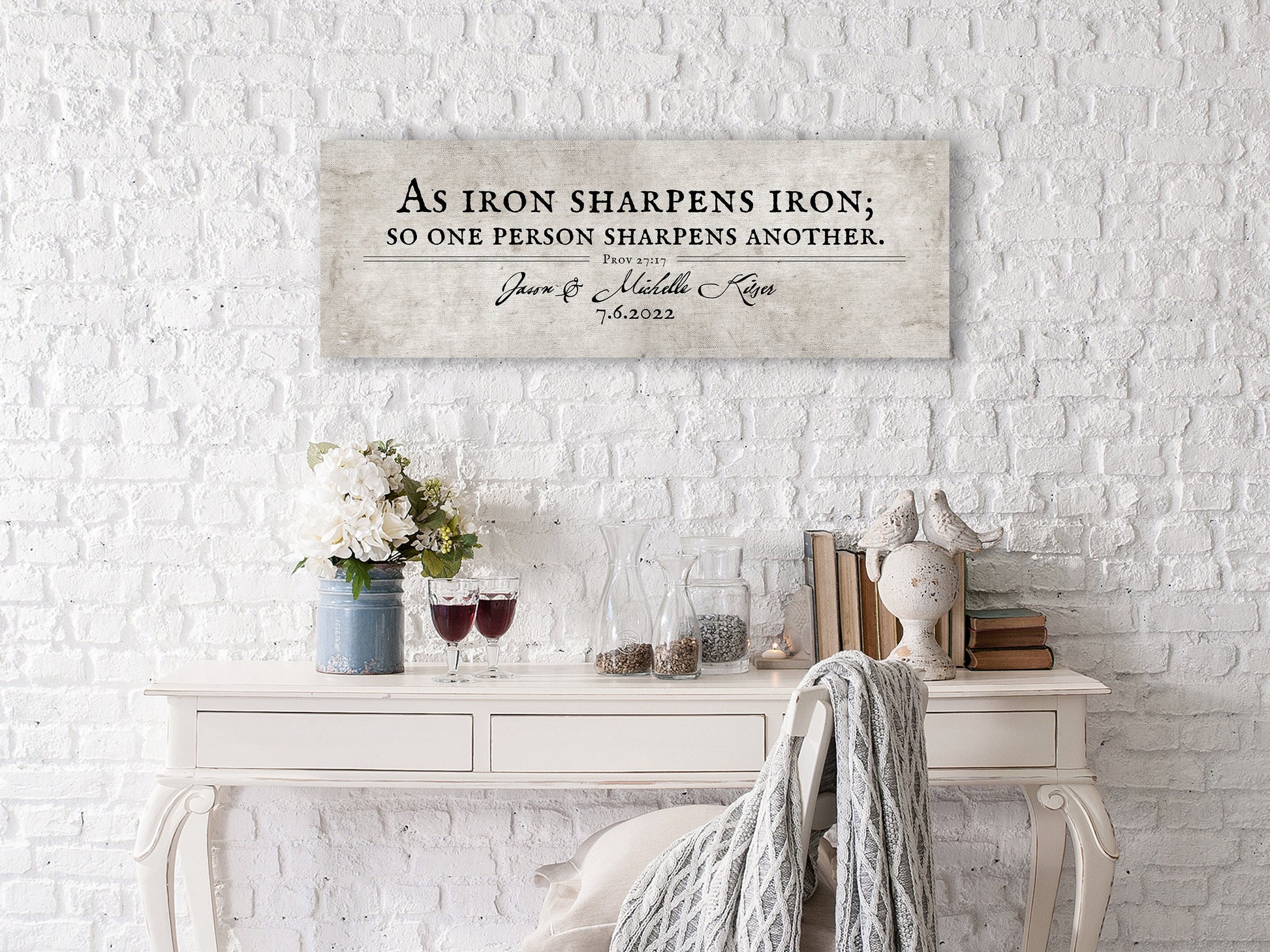 Iron sharpens Iron Vintage Cotton Canvas - HoneycombProverbs - Giclée - Christian Wall Art