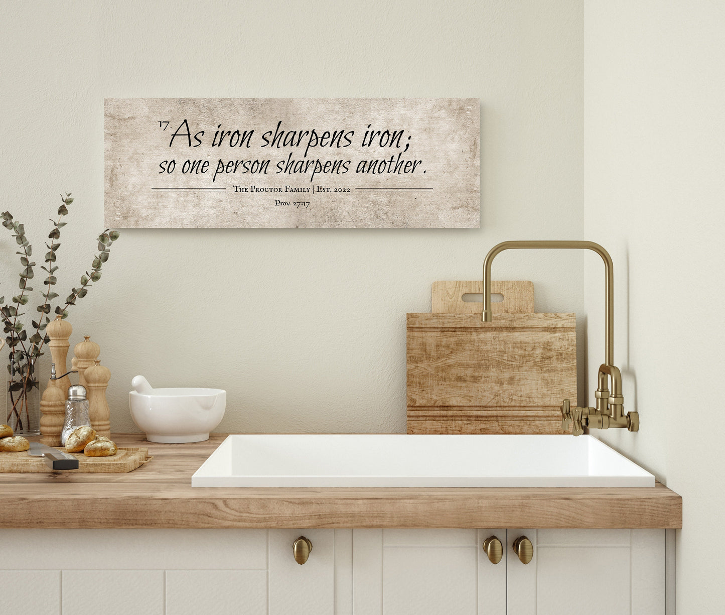 Cotton Iron sharpens Iron Wall Art, Men Anniversary Gift - HoneycombProverbs - Giclée - 2nd Year Cotton Art