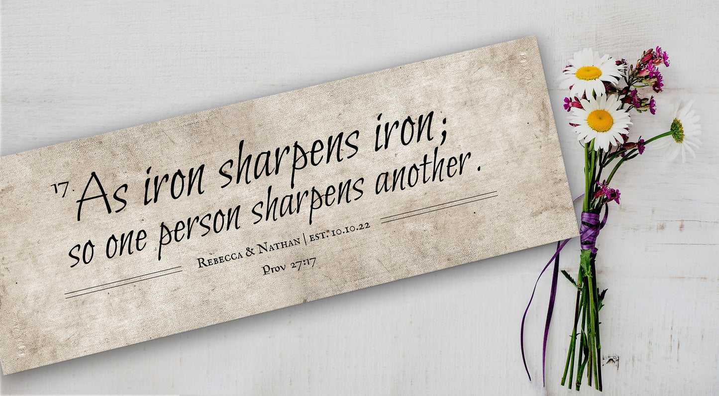 Cotton Iron sharpens Iron Wall Art, Men Anniversary Gift - HoneycombProverbs - Giclée - 2nd Anniversary Gifts