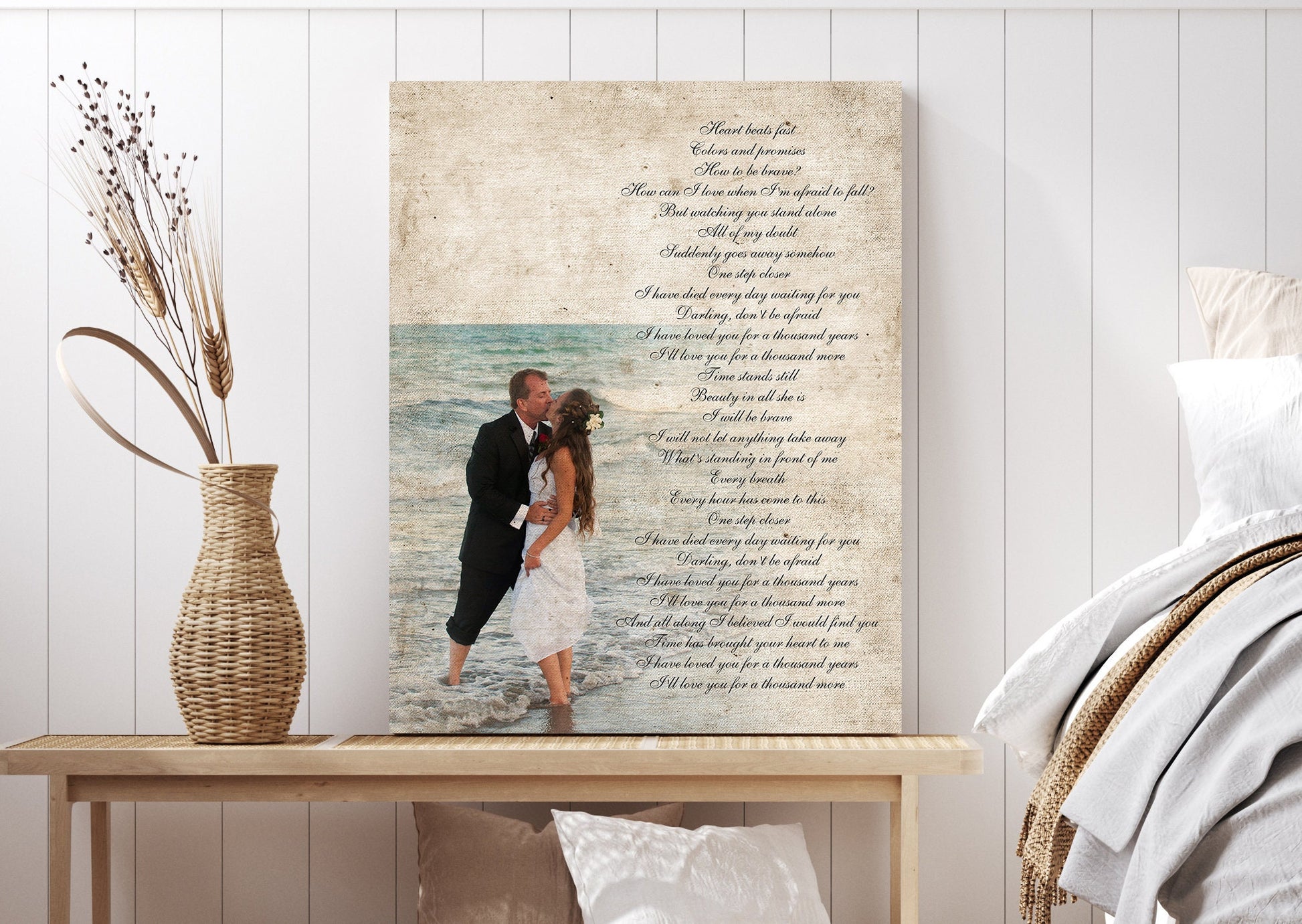 Vintage Cotton Photo Canvas - HoneycombProverbs - Wall Decor - 2nd Anniversary Gifts