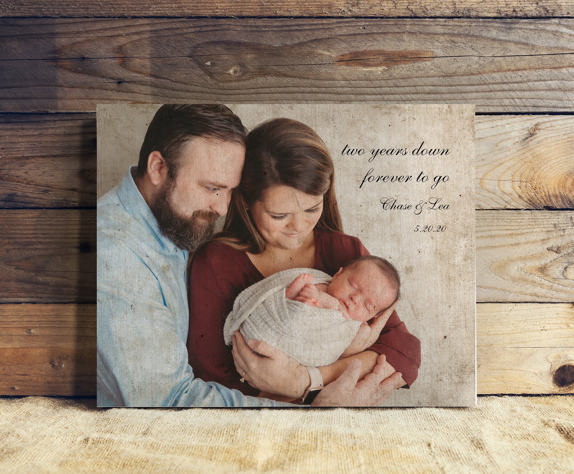 Vintage Cotton Photo Canvas - HoneycombProverbs - Gifts For The Couple - 2nd Year Cotton Art