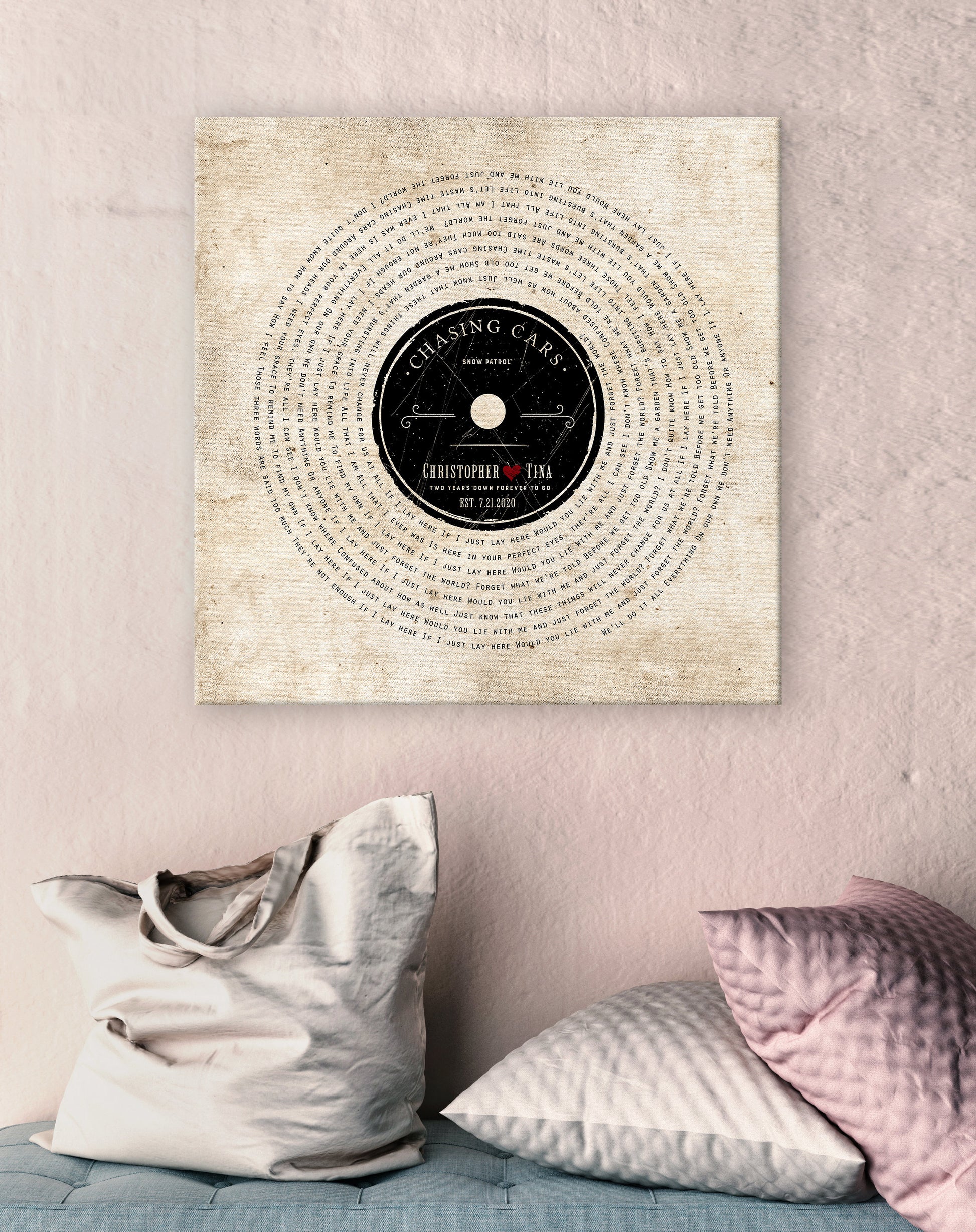 2 Years Down Rustic Cotton Canvas, 2nd Anniversary Gift on Cotton - HoneycombProverbs - Giclée - 2nd Year Cotton Art