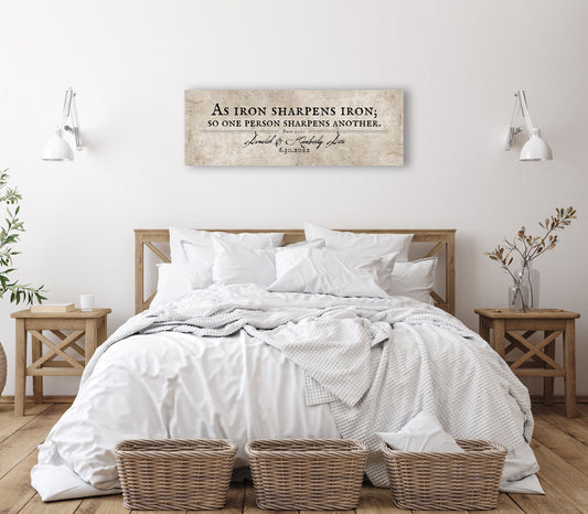 Iron sharpens Iron Vintage Cotton Canvas - HoneycombProverbs - Giclée - Christian Wall Art