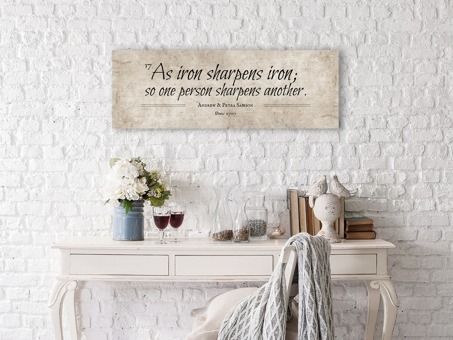 Cotton Iron sharpens Iron Wall Art, Men Anniversary Gift - HoneycombProverbs - Giclée - 2nd Anniversary Gifts