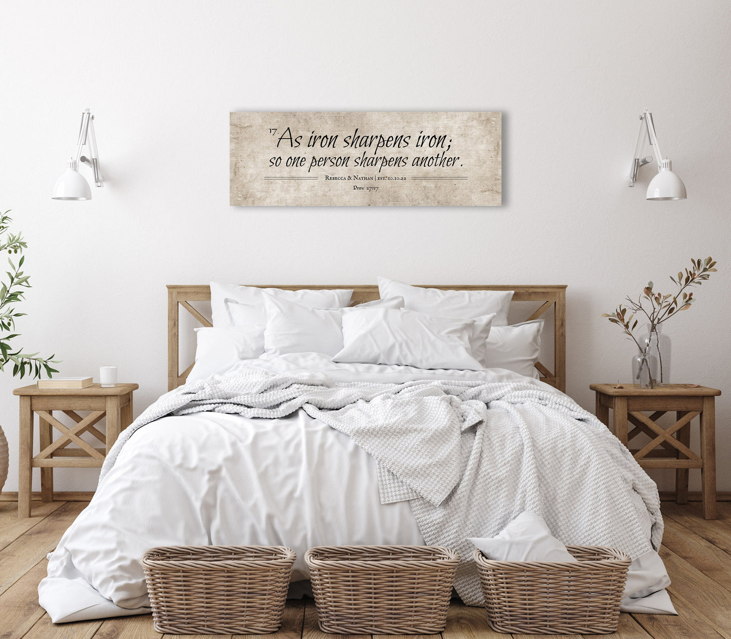 Cotton Iron sharpens Iron Wall Art, Men Anniversary Gift - HoneycombProverbs - Giclée - 2nd Anniversary Gifts
