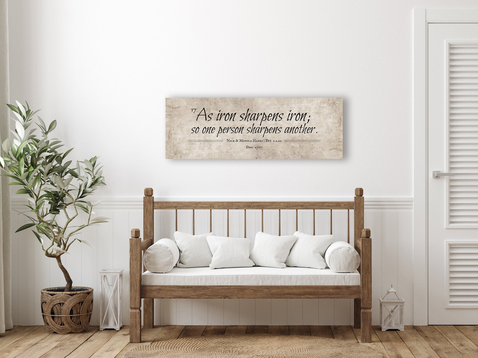 Cotton Iron sharpens Iron Wall Art, Men Anniversary Gift - HoneycombProverbs - Giclée - 2nd Anniversary Gifts