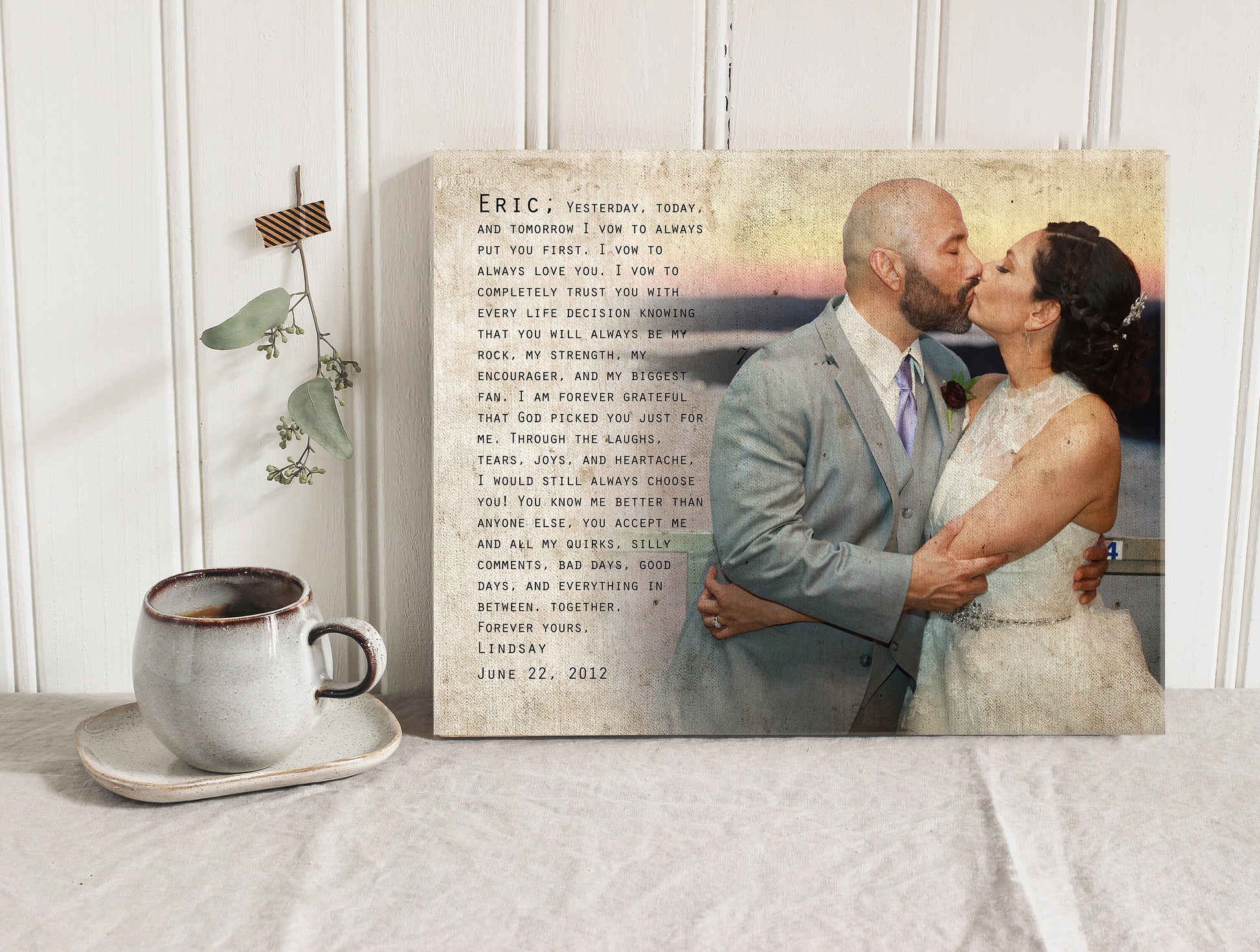 Vintage Cotton Photo Canvas - HoneycombProverbs - Wall Decor - 2nd Anniversary Gifts
