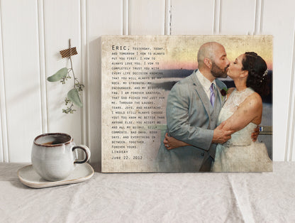 Vintage Cotton Photo Canvas - HoneycombProverbs - Wall Decor - 2nd Anniversary Gifts