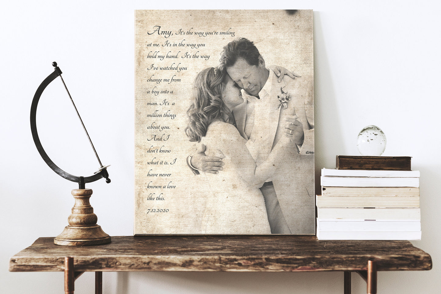 Vintage Cotton Photo Canvas - HoneycombProverbs - Wall Decor - 2nd Anniversary Gifts