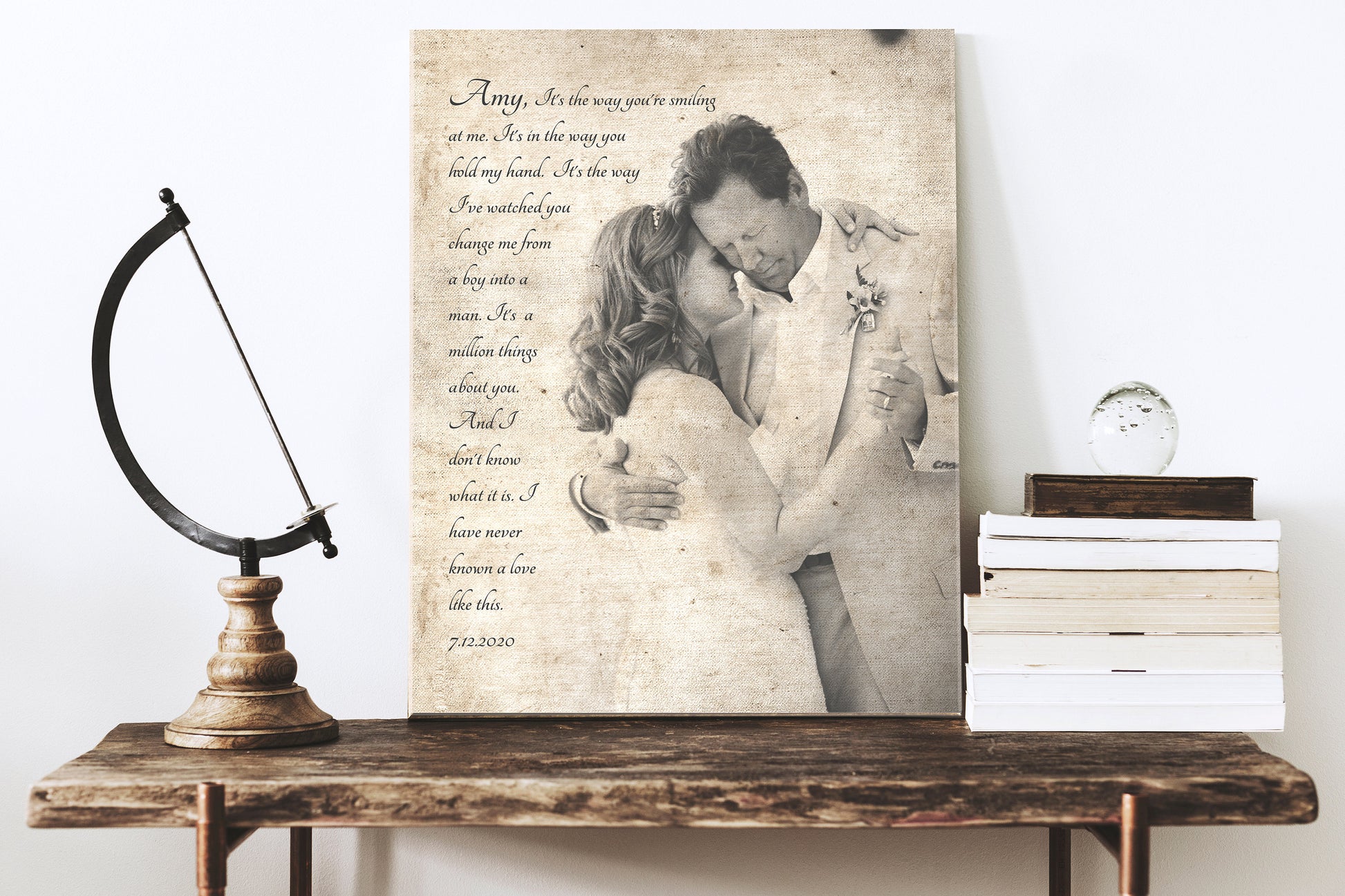 Vintage Cotton Photo Canvas - HoneycombProverbs - Gifts For The Couple - 2nd Year Cotton Art