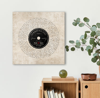 2 Years Down Rustic Cotton Canvas, personalization detail, 2nd anniversary cotton