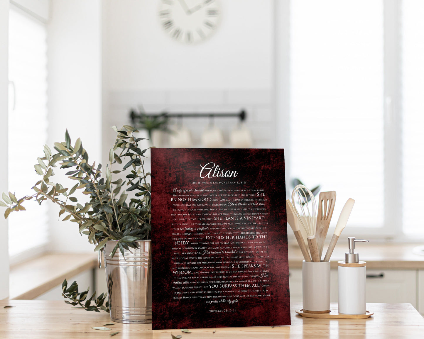 Prov 31 Religious Anniversary Gift, Personalized Scripture on Tin - HoneycombProverbs - Religious Home & Decor - Christian Wall Art