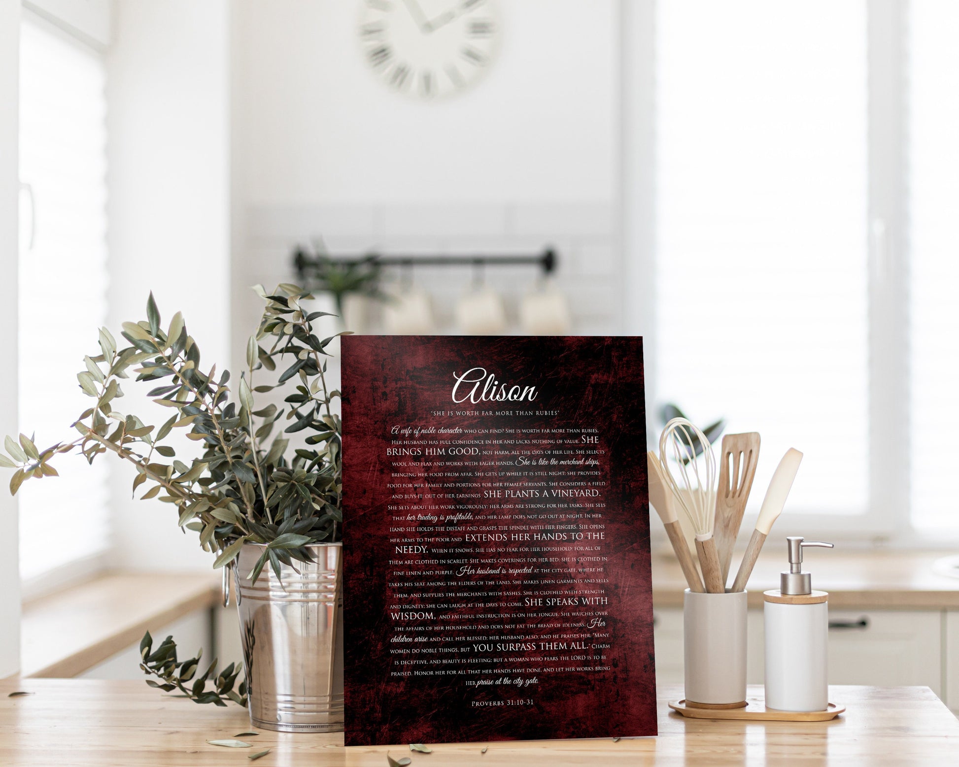 Prov 31 Religious Anniversary Gift, Personalized Scripture on Tin - HoneycombProverbs - Religious Home & Decor - Christian Wall Art