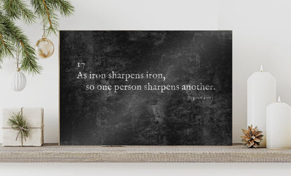 Proverbs 27:17 Grunge Sign on Iron - HoneycombProverbs - Signs - Christian Wall Art