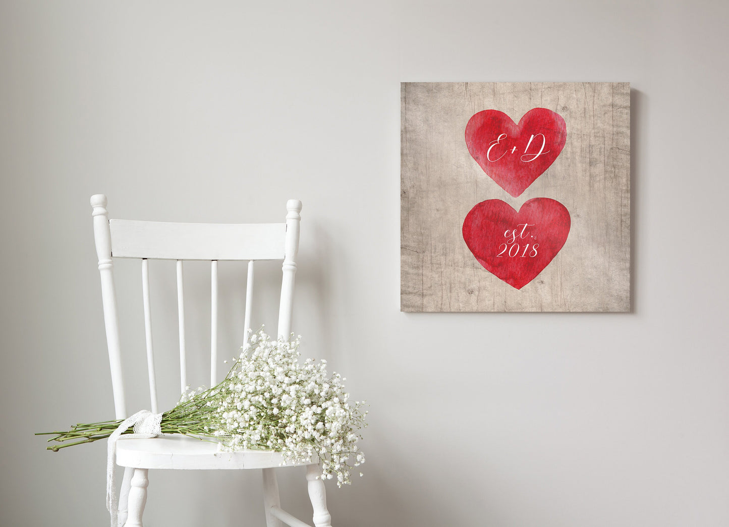 Hearts on Wood Personalized Established Sign - HoneycombProverbs - Signs - Name Signs Wall Art