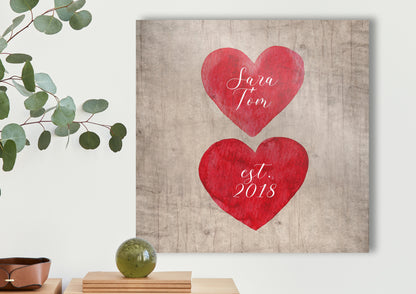 Hearts on Wood Personalized Established Sign - HoneycombProverbs - Signs - Name Signs Wall Art