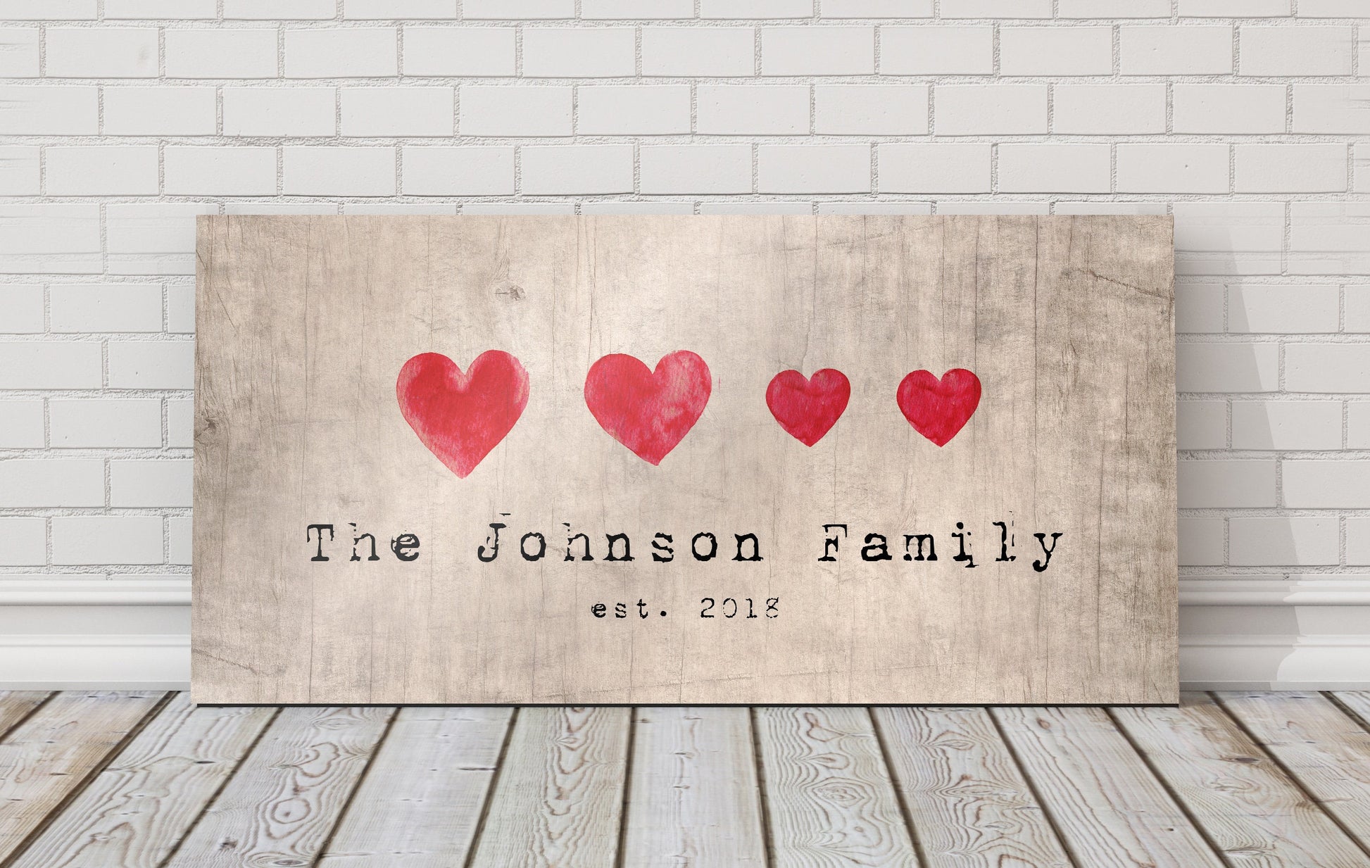 Family Hearts Name Sign on Wood - HoneycombProverbs - Signs - Name Signs Wall Art