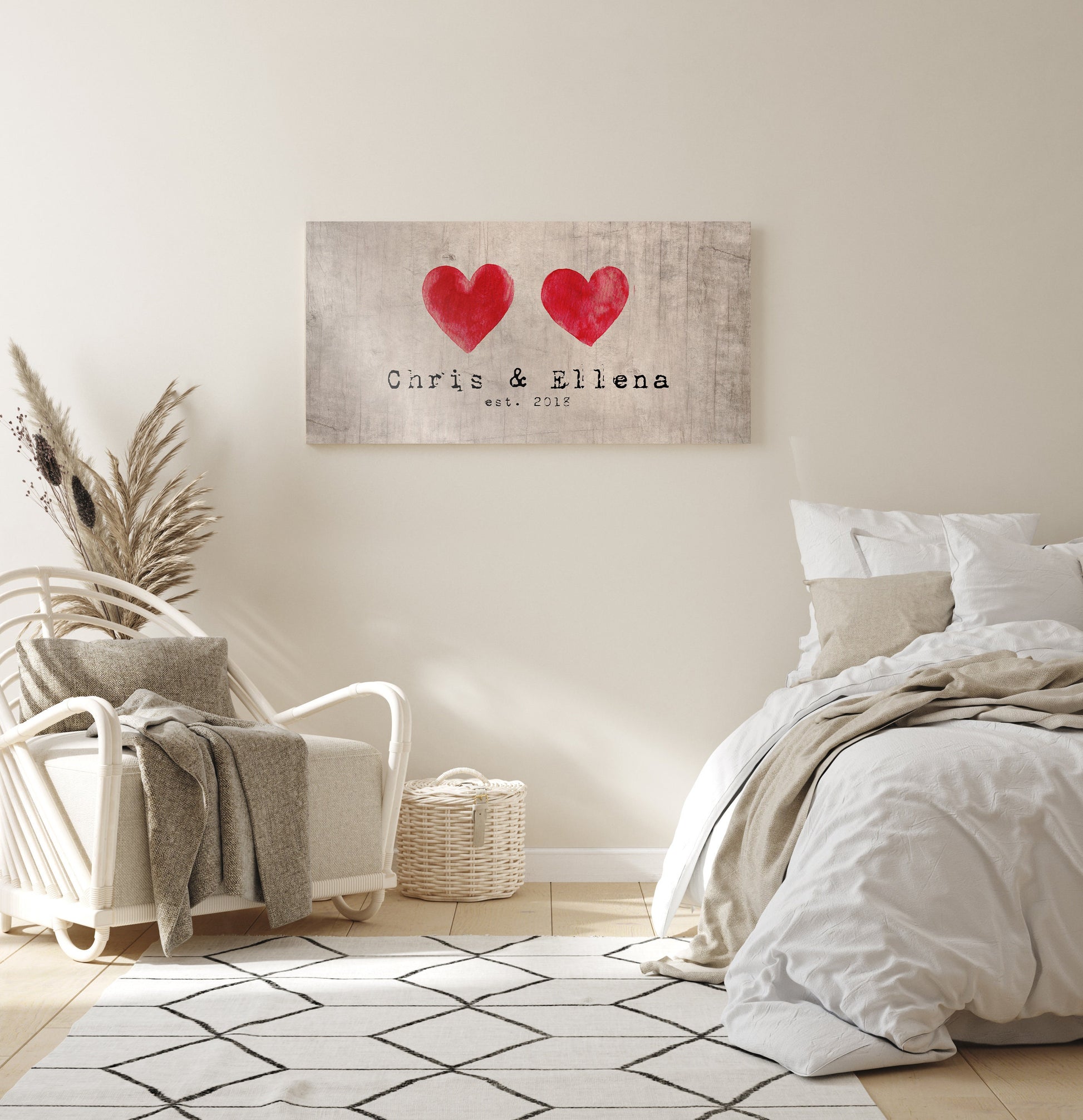 Family Hearts Name Sign on Wood - HoneycombProverbs - Signs - Name Signs Wall Art