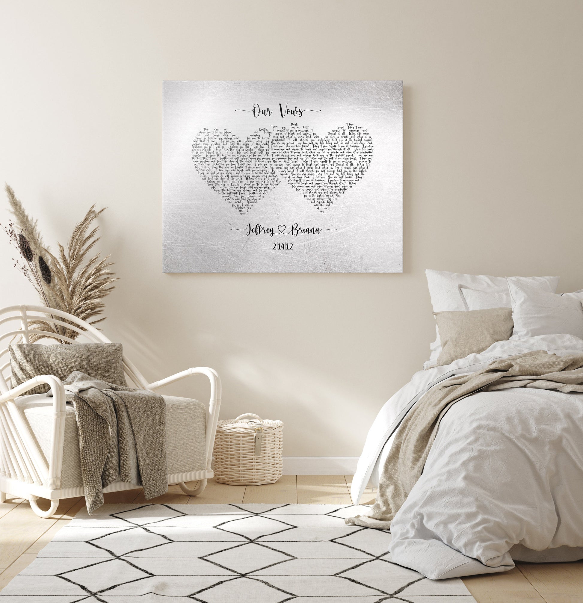 Two Hearts Wedding Vow Decor - HoneycombProverbs - Signs - Wedding Vow Wall Art