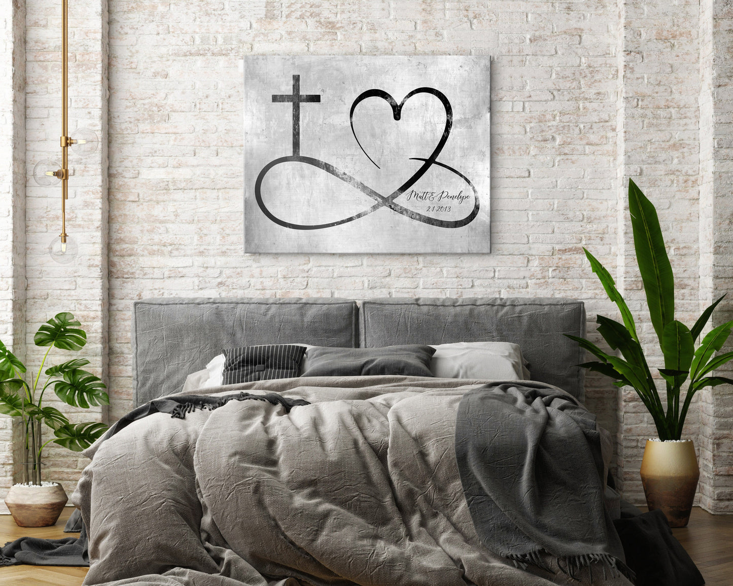 Personalized Infinity Cross Heart Sign on Tin, Copper or Iron - HoneycombProverbs - Signs - Iron Anniversary Gifts