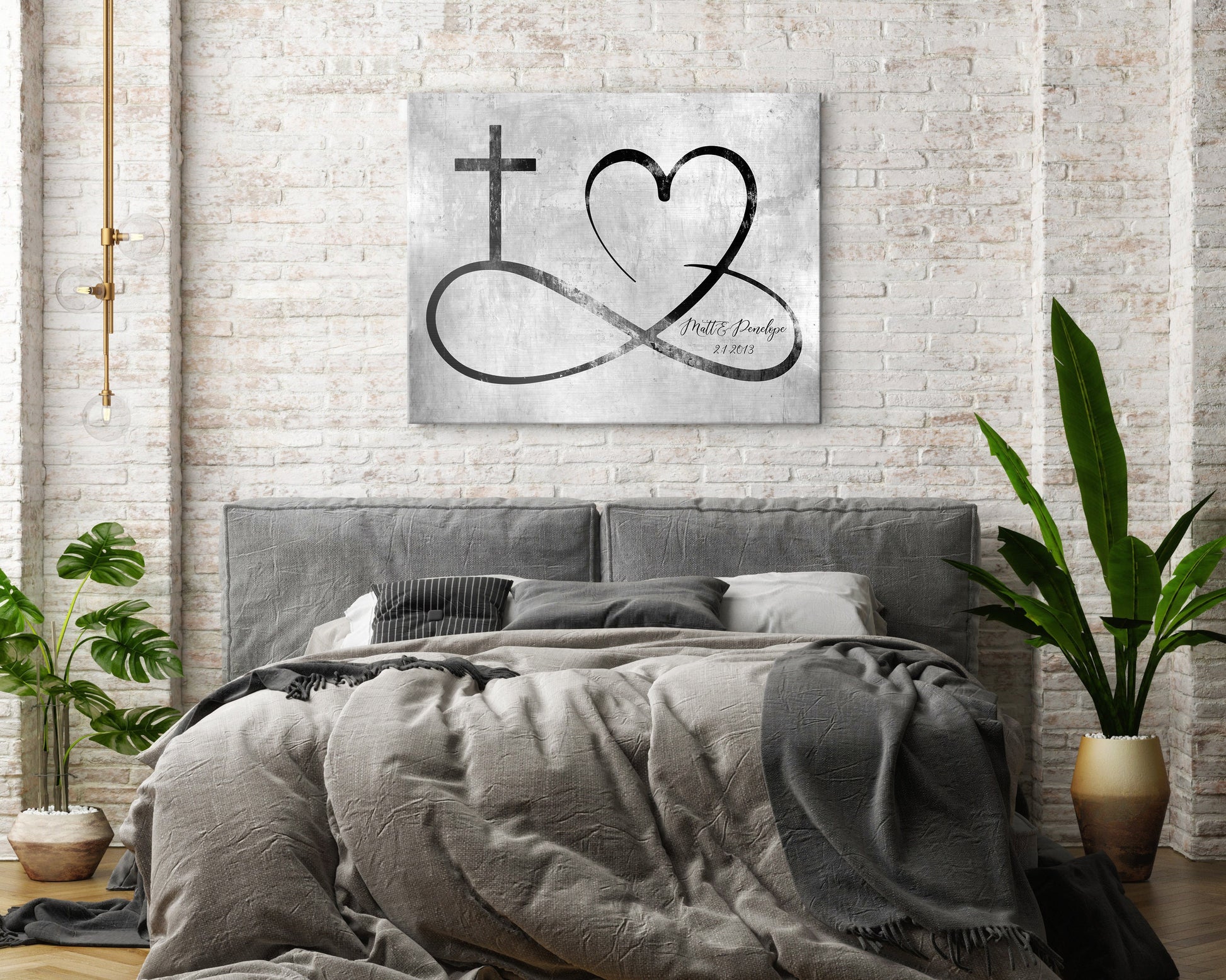 Personalized Infinity Cross Heart Sign on Tin, Copper or Iron - HoneycombProverbs - Signs - Iron Anniversary Gifts