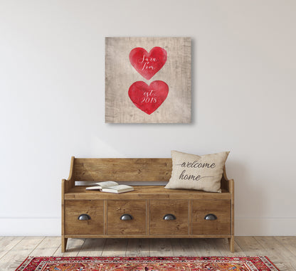 Hearts on Wood Personalized Established Sign - HoneycombProverbs - Signs - Name Signs Wall Art