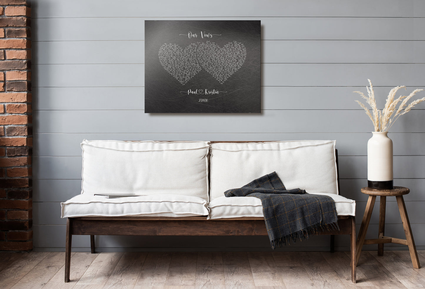 Custom iron alloy wedding vow art