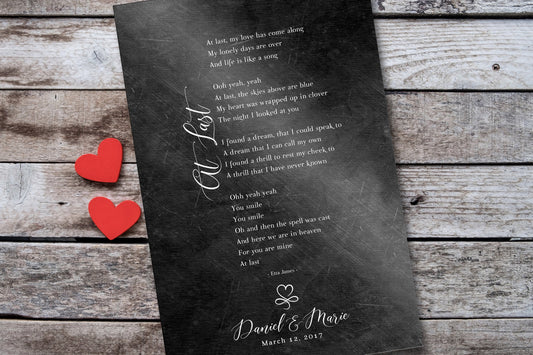 Infinity Heart Custom Song Lyric Sign on Iron - HoneycombProverbs - Gifts For The Couple - Iron Anniversary Gifts