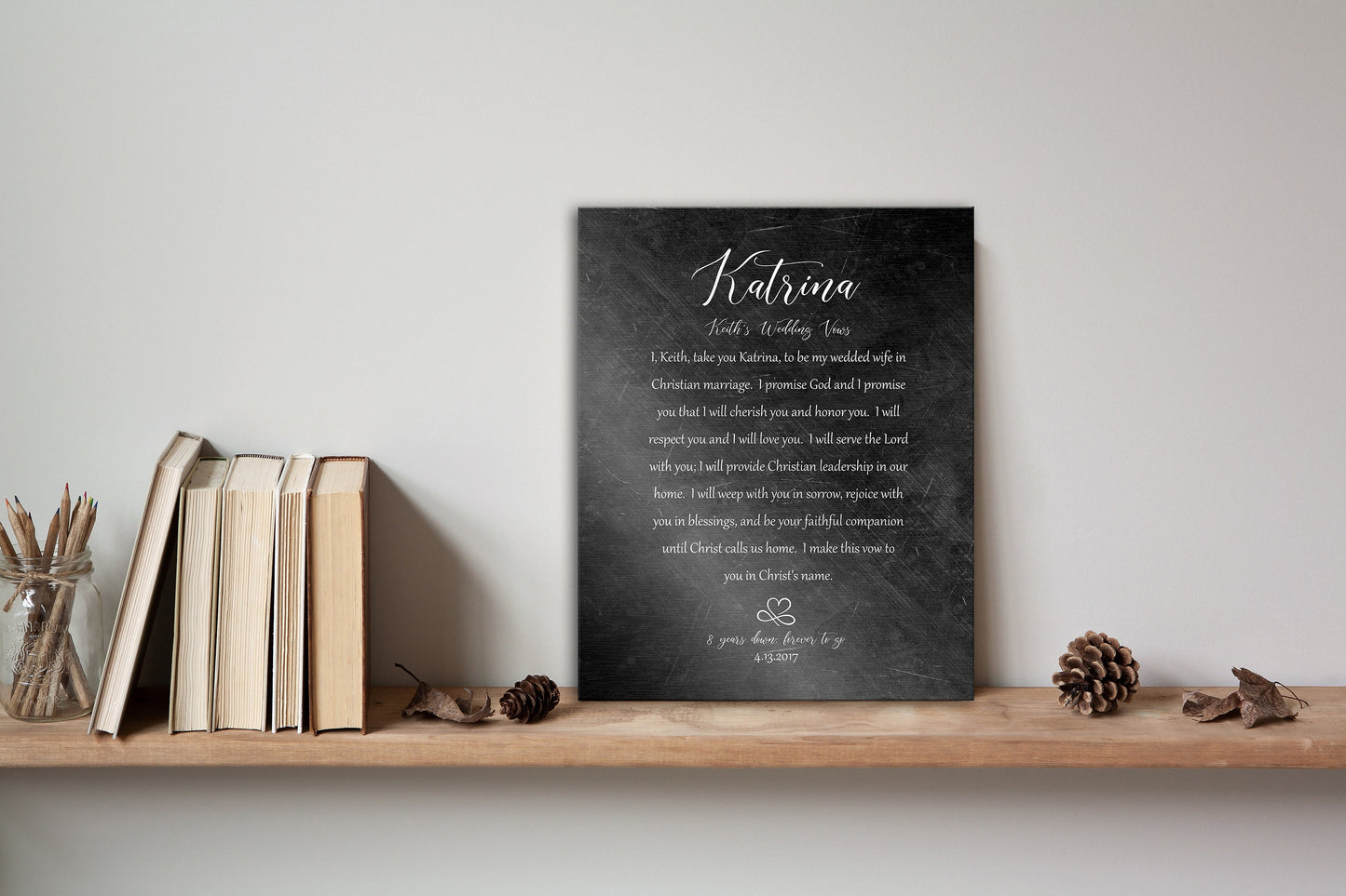 Forever Love; Iron Alloy Wedding Vow Plaque - HoneycombProverbs - Gifts For The Couple - Wedding Vow Wall Art