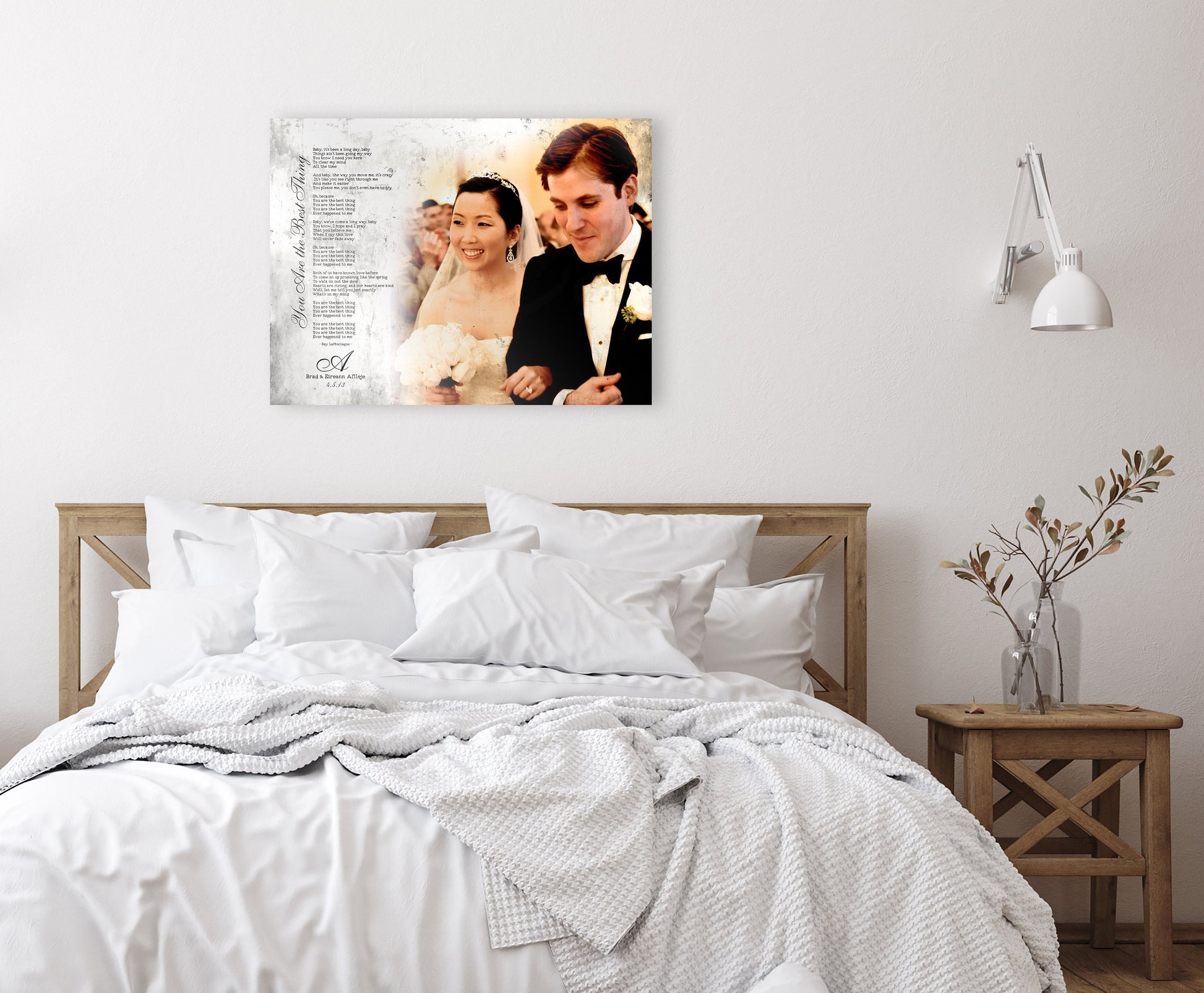 Captured Monogram Melodies: Shabby Chic Photo Song Art on Tin - HoneycombProverbs - Gifts For The Couple - Photo Lyrics Wall Art