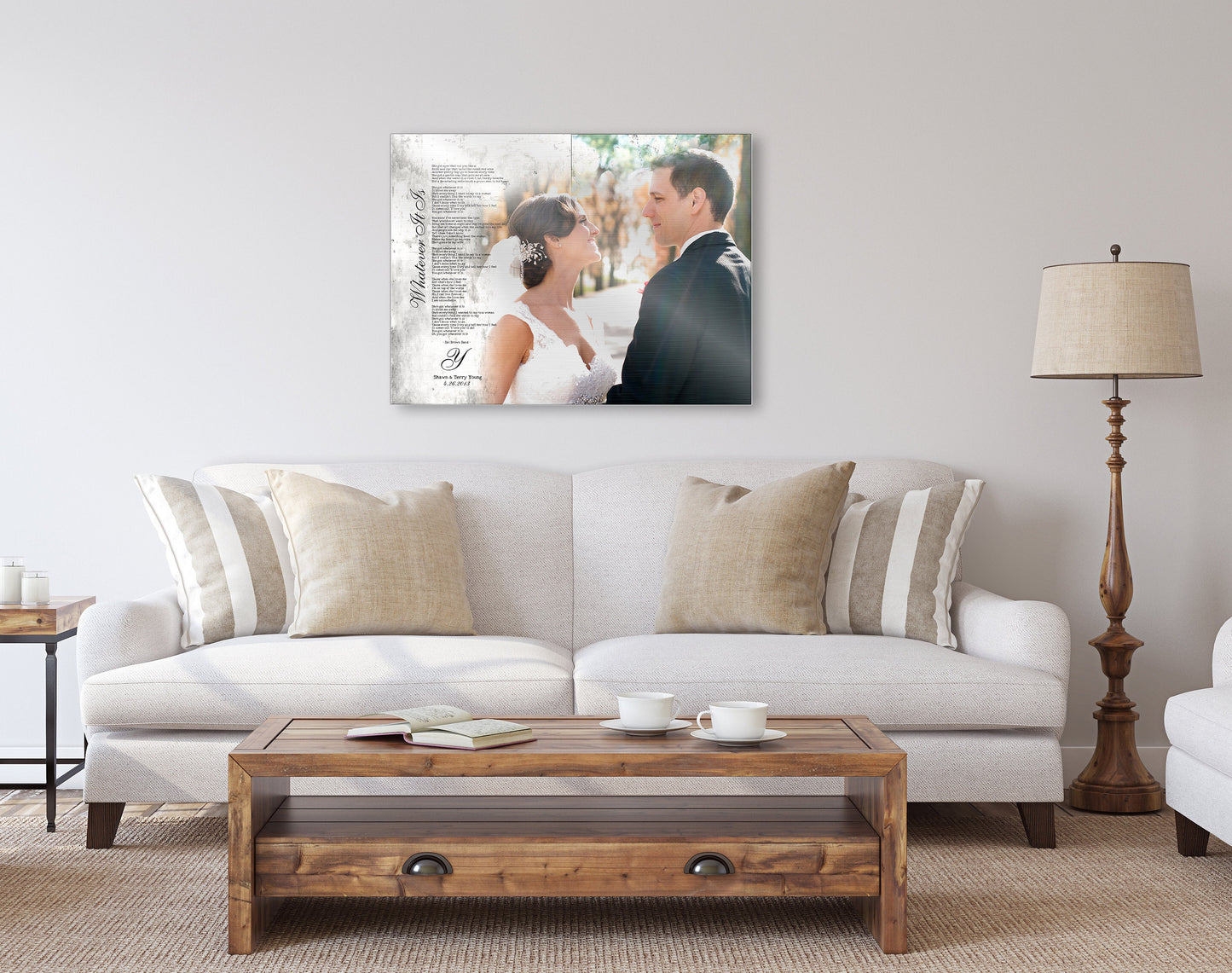 Captured Monogram Melodies: Shabby Chic Photo Song Art on Tin - HoneycombProverbs - Gifts For The Couple - Photo Lyrics Wall Art