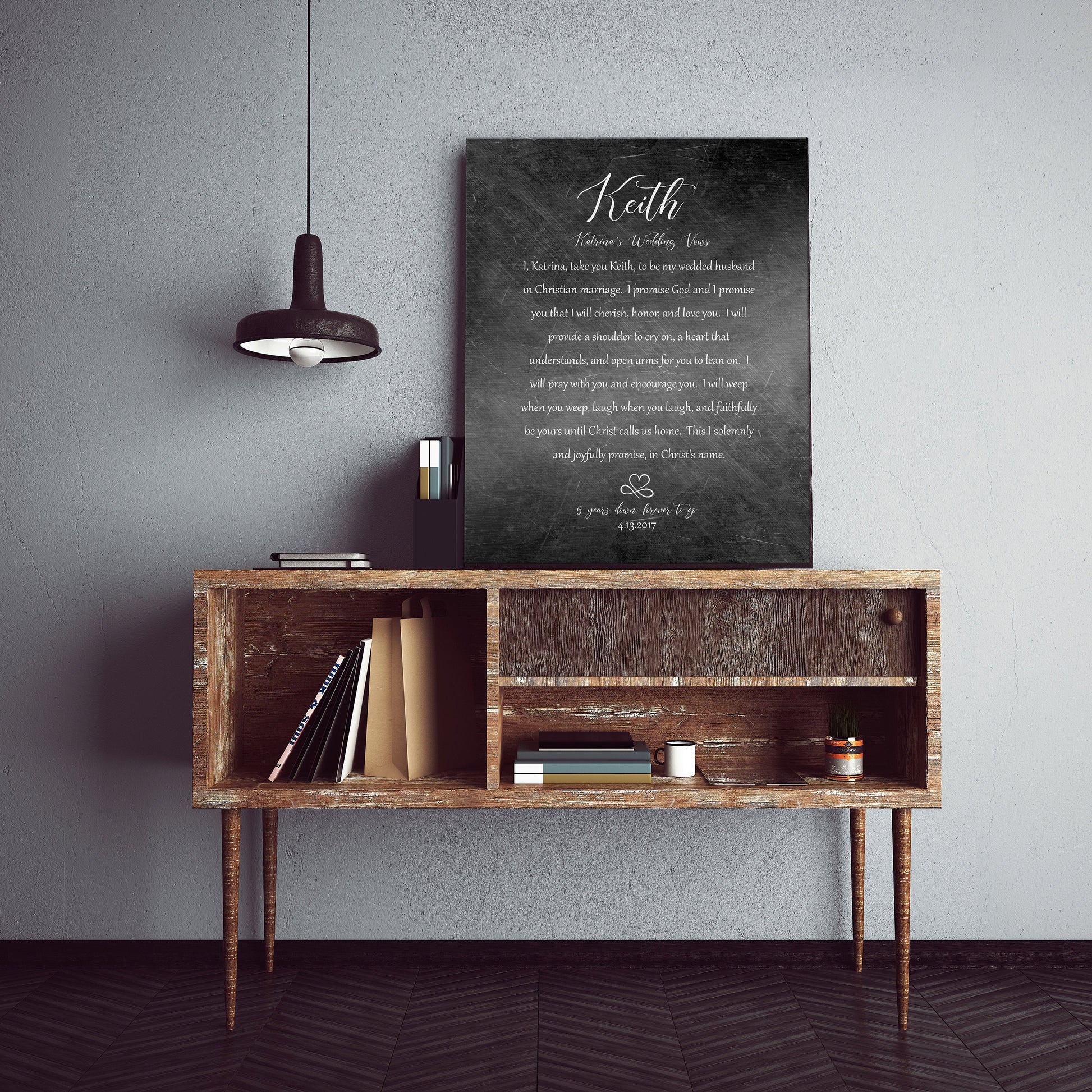 Forever Love; Iron Alloy Wedding Vow Plaque - HoneycombProverbs - Gifts For The Couple - Wedding Vow Wall Art