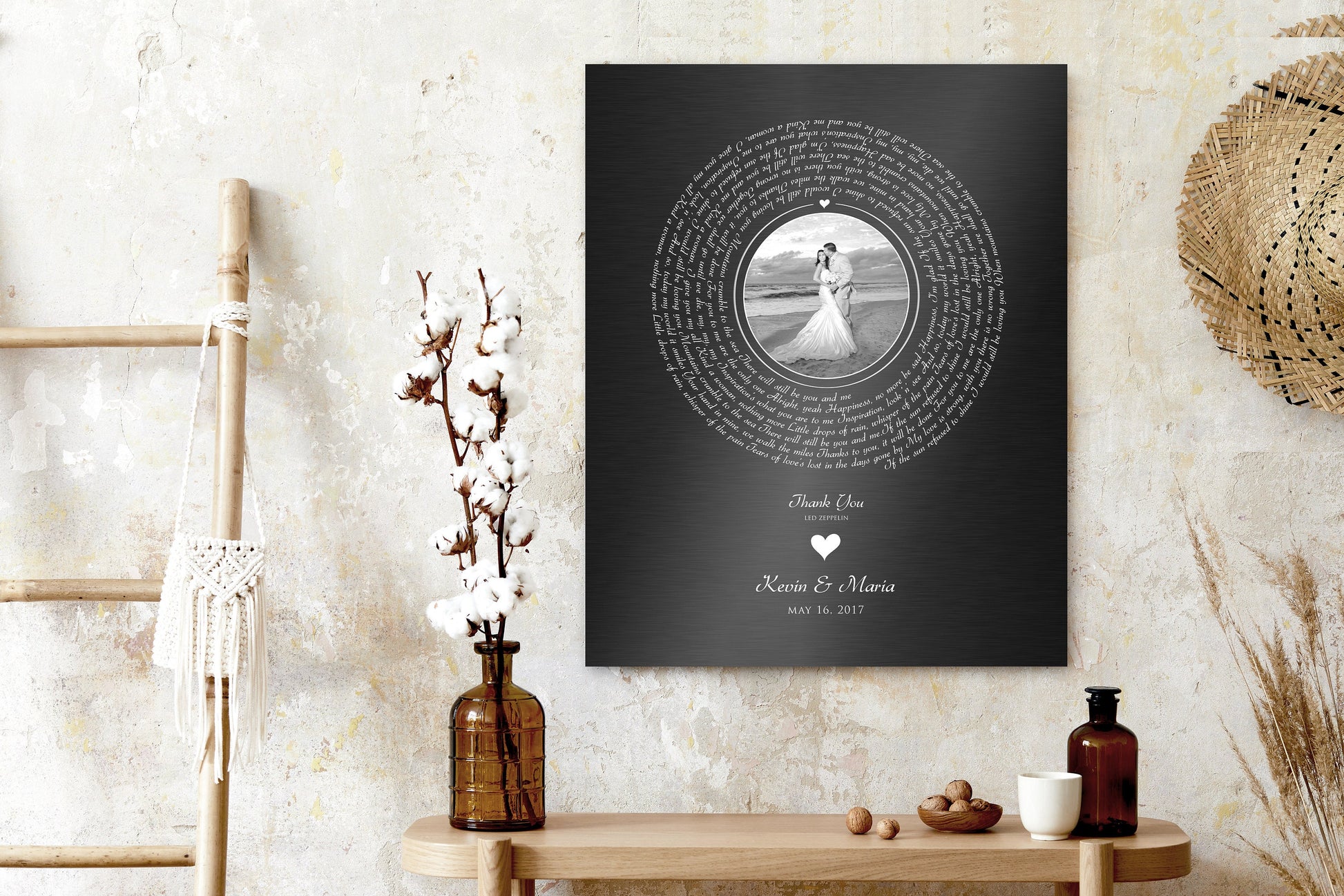 Melody of Love: Personalized Iron Alloy Photo Vinyl Record Art - HoneycombProverbs - Signs - Record Album Lyrics Art