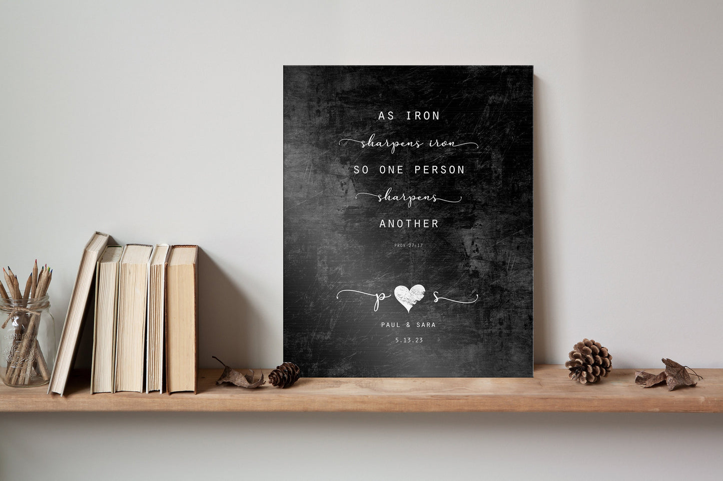 Iron Sharpens Iron: 6th Anniversary Gift for Men, couples plaque - HoneycombProverbs - Wall Hangings - Christian Wall Art