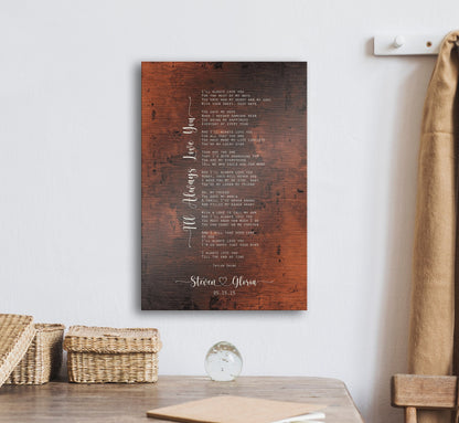 Connected Hearts Lyric Sign on Bronze
