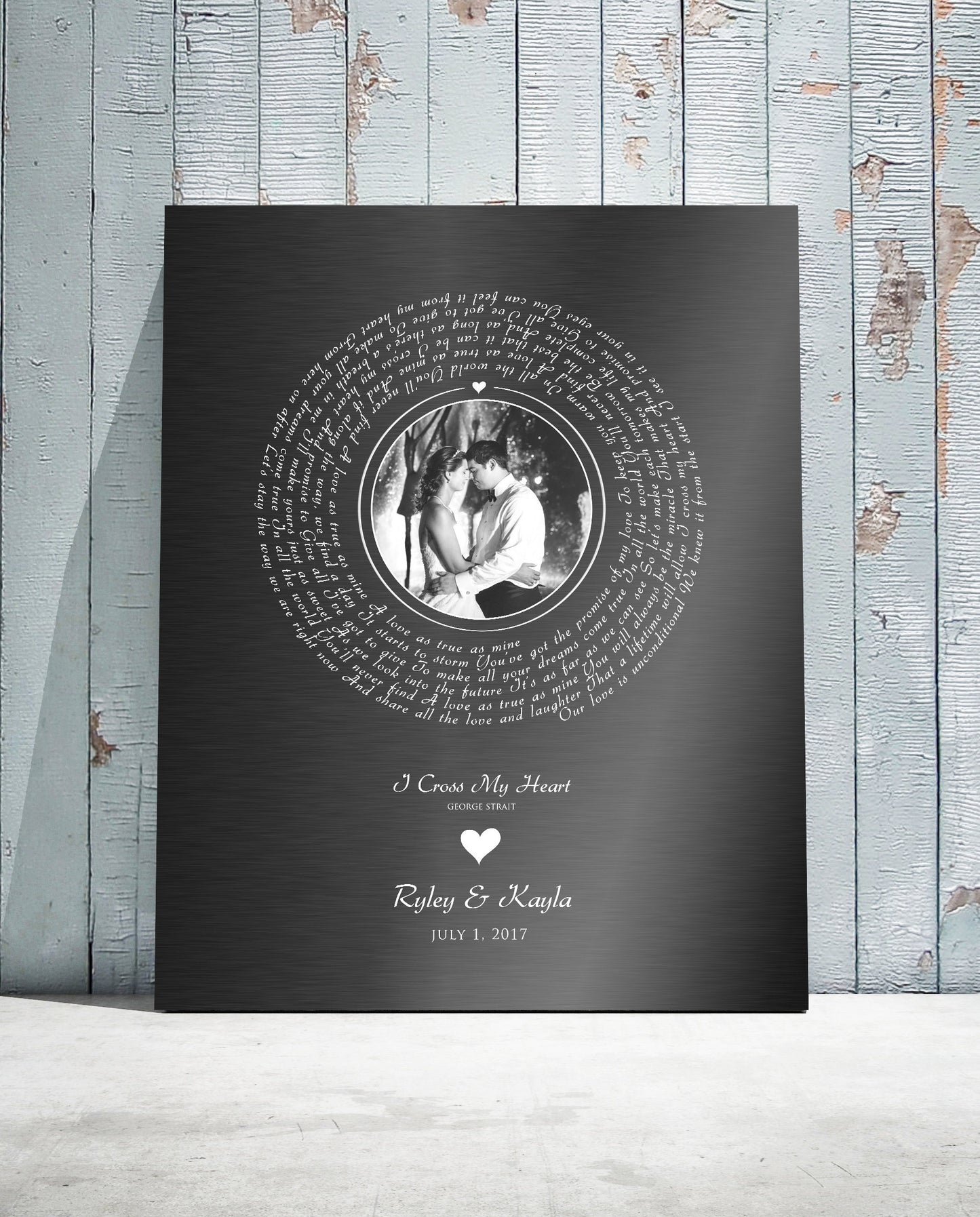 Melody of Love: Personalized Iron Alloy Photo Vinyl Record Art - HoneycombProverbs - Signs - Iron Anniversary Gifts