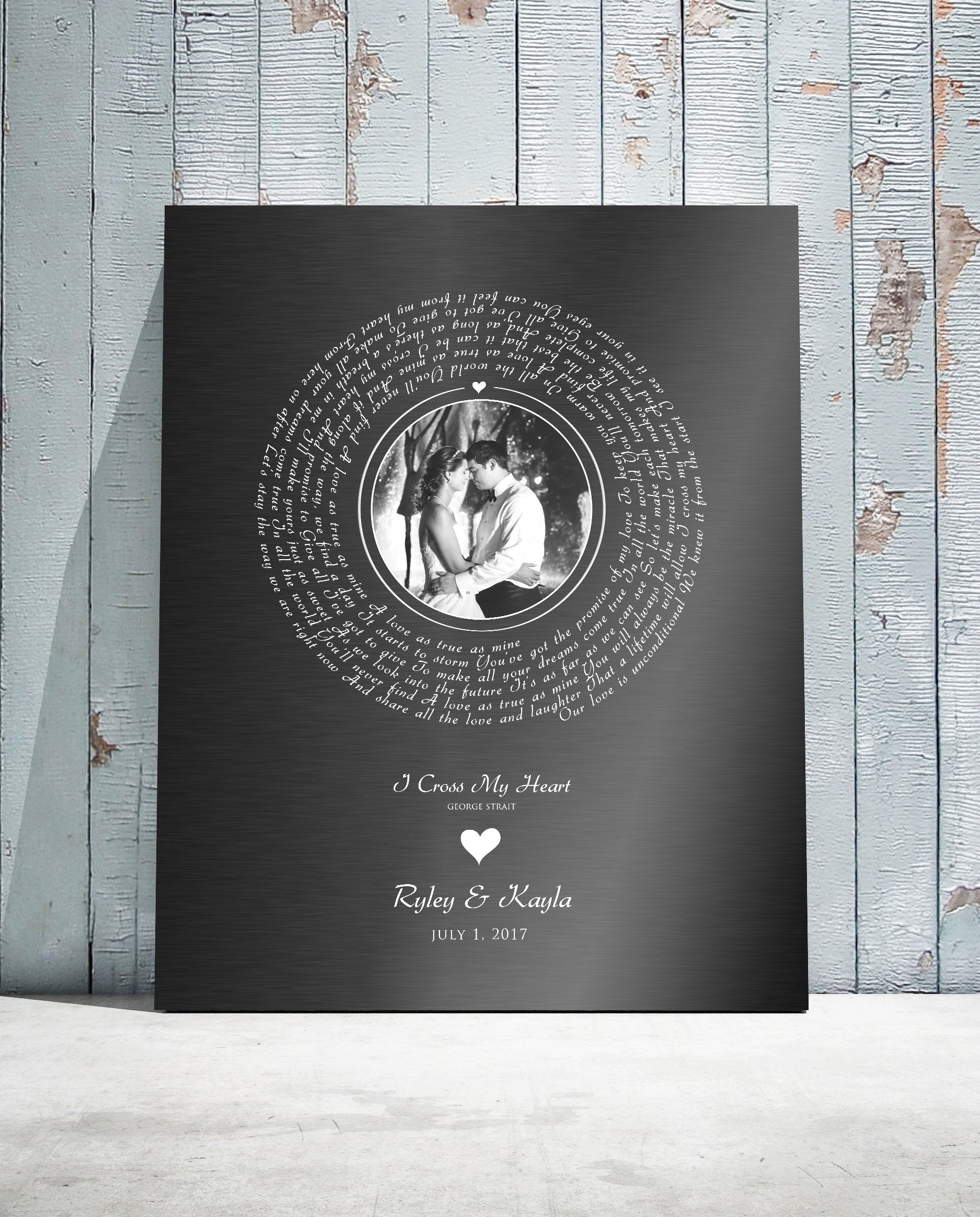 Melody of Love: Personalized Iron Alloy Photo Vinyl Record Art - HoneycombProverbs - Signs - Iron Anniversary Gifts