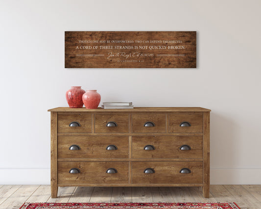 Scripture Inspired Wedding Gift, Ecc 4:12 - HoneycombProverbs - Gifts For The Couple - Christian Wall Art