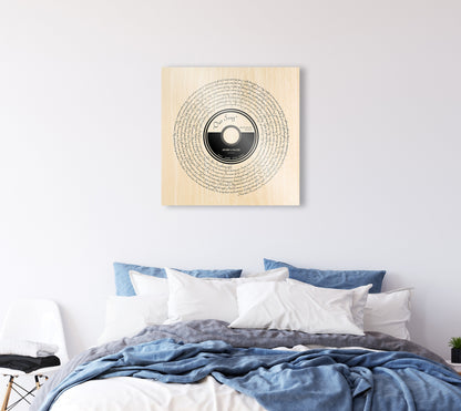 Song Lyric Record on Wood - HoneycombProverbs - Signs - 5 year anniversary gifts