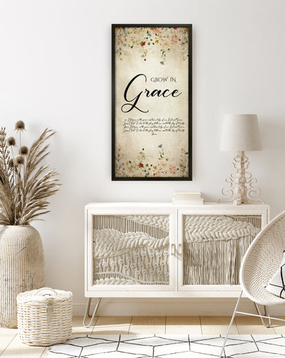 Grow in Grace, Cottage Garden Floral Scripture Decor - HoneycombProverbs - Giclée - Christian Wall Art