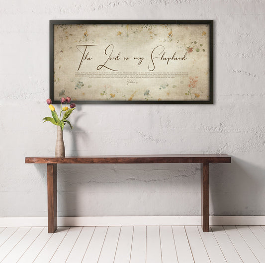 Psalm 23, Cottage Garden Floral - HoneycombProverbs - Giclée - Christian Wall Art