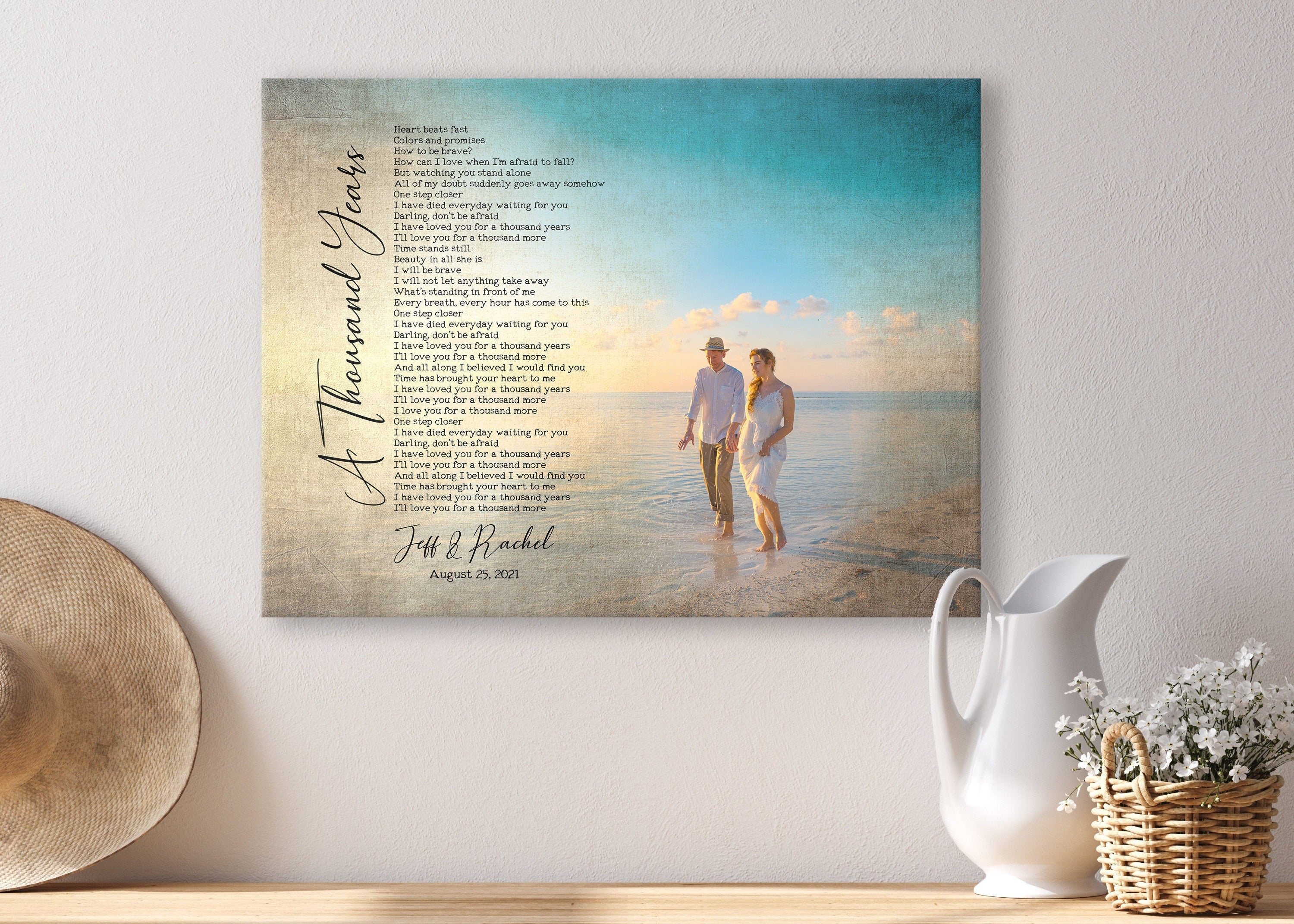 Vintage Melodies: Antiqued Song Lyrics and Photo Canvas - HoneycombProverbs - Signs - Photo Lyrics Wall Art