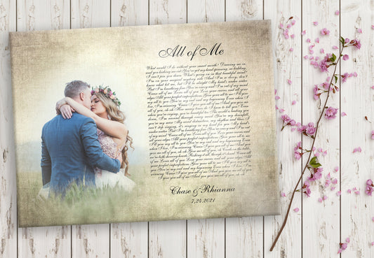Timeless Melodies: Vintage Photo and Song Lyrics Canvas - HoneycombProverbs - Giclée - 2nd Year Cotton Art