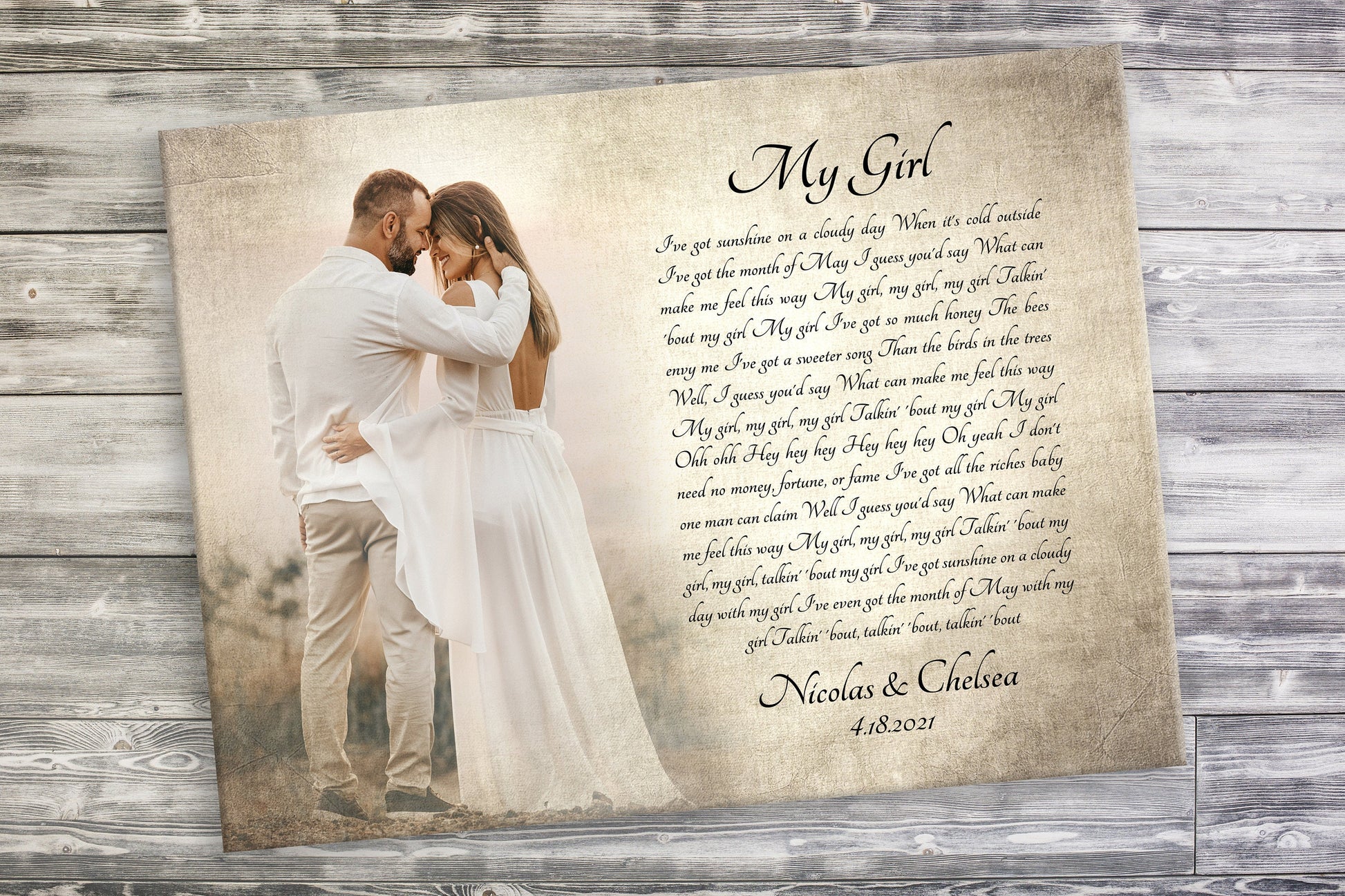 Timeless Melodies: Vintage Photo and Song Lyrics Canvas - HoneycombProverbs - Giclée - 2nd Year Cotton Art